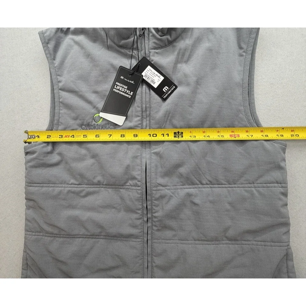 TravisMathew Cold Bay Puffer Vest Mens Small Gray Full Zip Quilted Golf TM1MW453